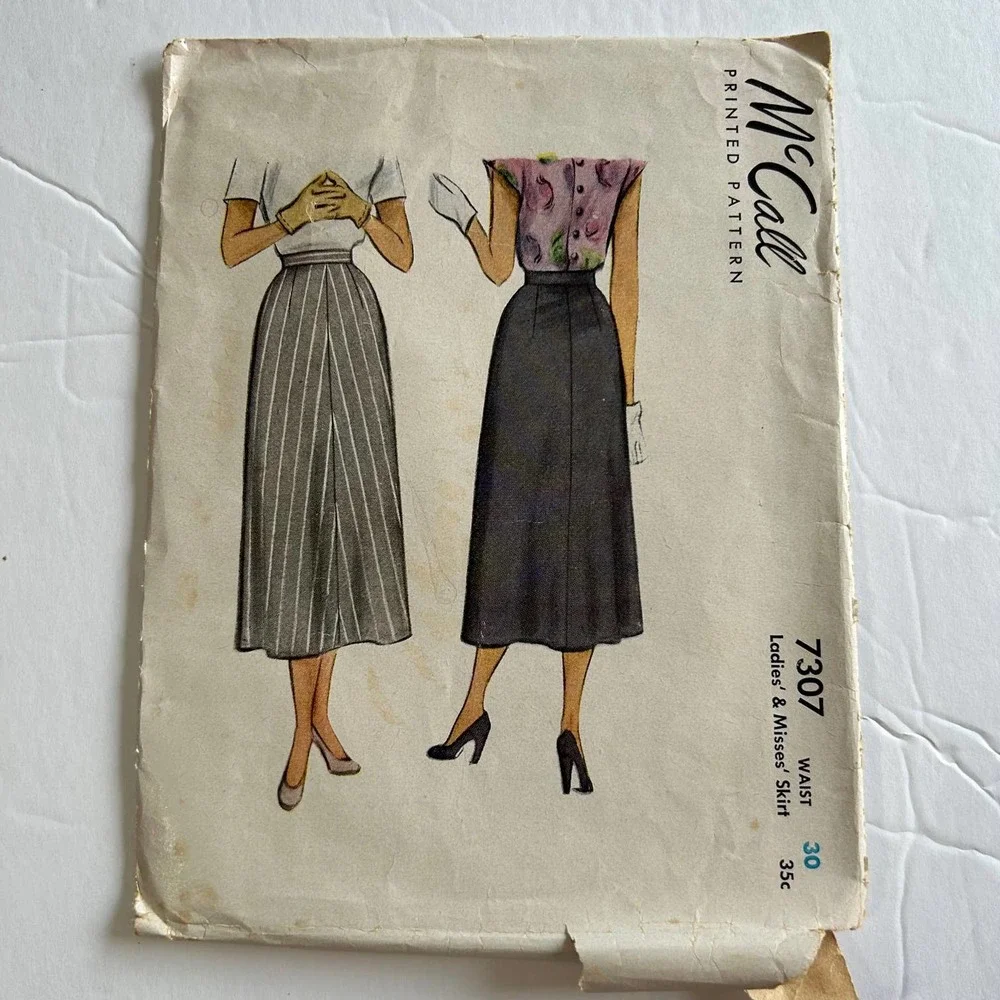 McCalls Vintage 1940's Pattern #7307 Women's Skirt Waist 30‎